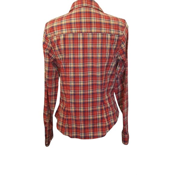 Cruel Girl Junior's Shirt Size Medium Red Plaid Western Button Front Long Sleeve - Picture 4 of 8